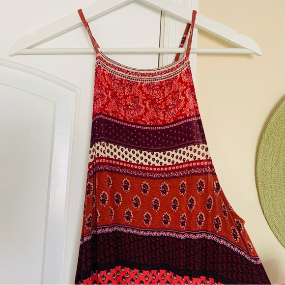 American Eagle Boho Festival Paisley Print Sundress High Neck Maxi Dress; Size M - Picture 2 of 11